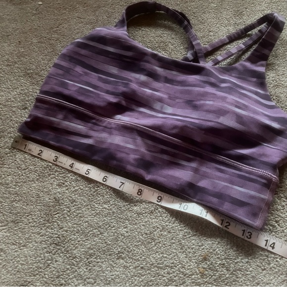 Lululemon Energy Bra *Long Line Shadowed Smoked Mullberry Purple Stripe size 8 - Picture 7 of 10